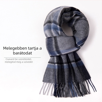 100% gyapjú kockás sál — téli meleg, hosszított hossz, üzleti stílus