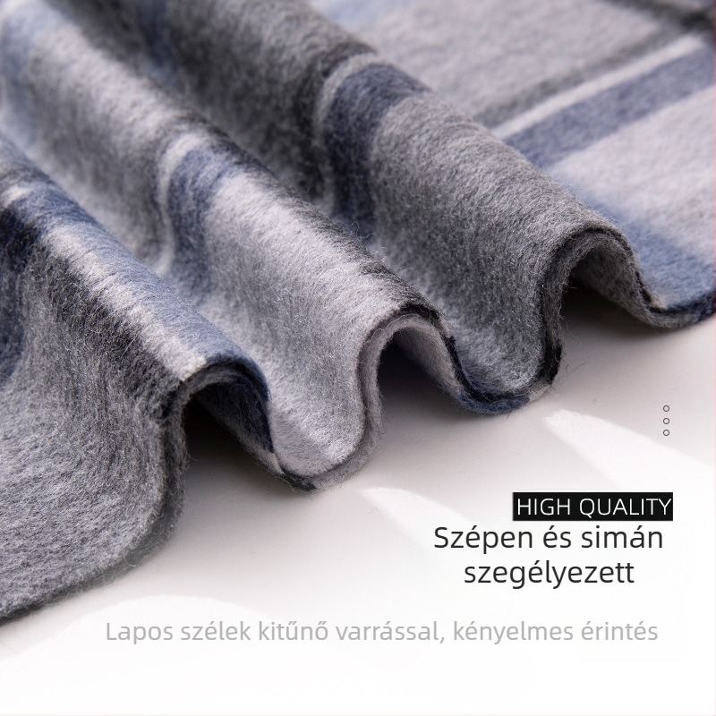 100% gyapjú kockás sál — téli meleg, hosszított hossz, üzleti stílus
