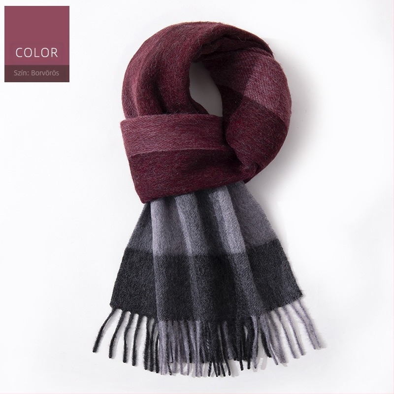 100% gyapjú kockás sál — téli meleg, hosszított hossz, üzleti stílus
