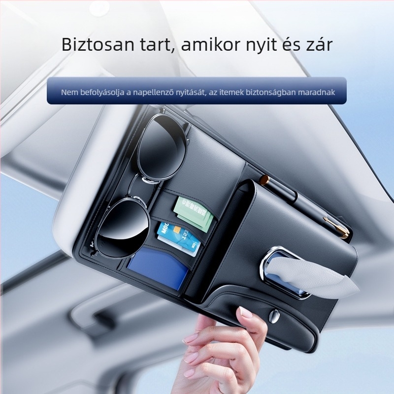 Bőr autó napellenző szervező — szemüveg-, jegy- és személyi igazolványtartó; Kabulun márka, Guangzhou eredetű, autó használatra