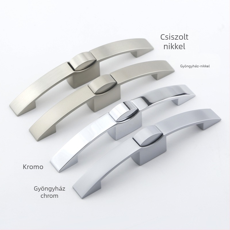 Ívelt RV gombos zár fogantyúval, cink ötvözetből, Modell J25016 — RV szekrényzár, Világos lux stílus, Felületkezelés: polírozott króm / csiszolt nikkel