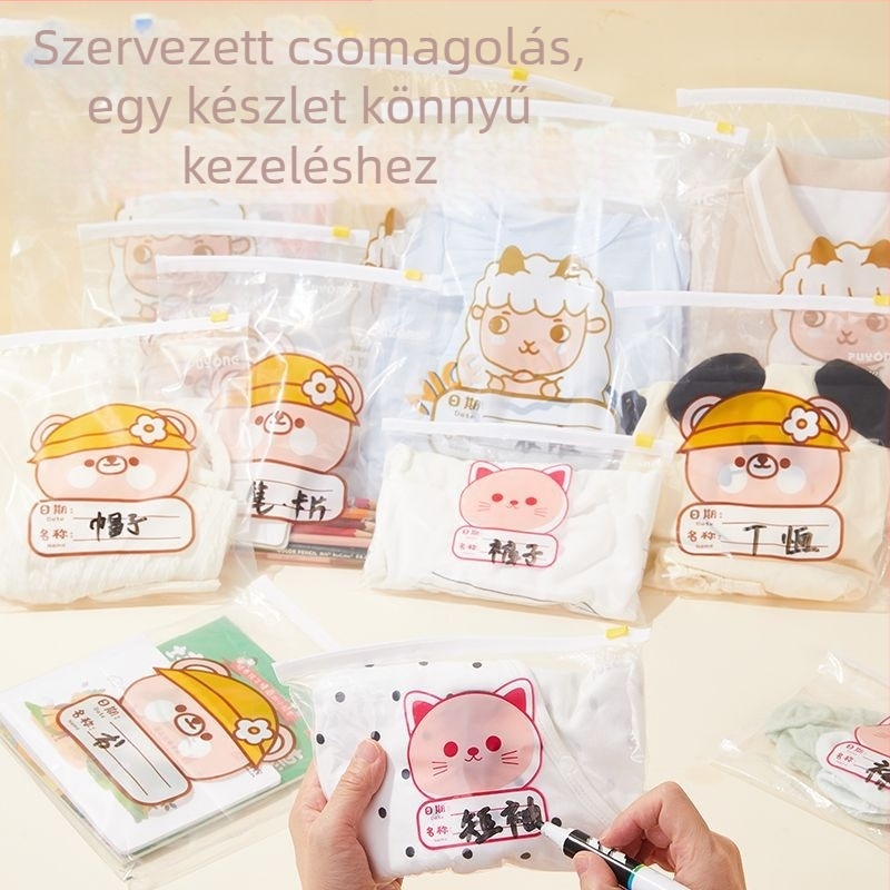 Ruha tároló táska, kubus alakú PE tok rajzfilmfigurás dizájnnal, átlátszó cipzár, porálló és zárt, sokfunkcionális fehérnemű, kozmetikum és higiéniai termékek számára