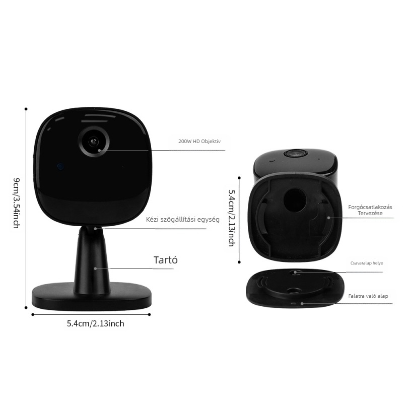 Beltéri otthoni biztonsági kamera Wi‑Fi-vel, 1080P felbontás, felhőalapú tárolás vagy SD-kártya, kétirányú intercom, 1 csatorna