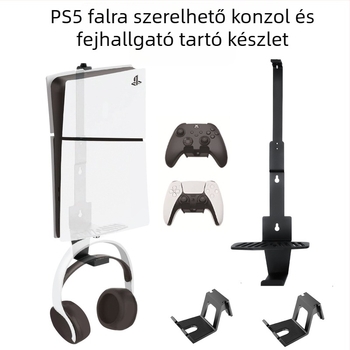 PS5 falra szerelhető készlet fejhallgató tartóval PS5/PS5 Pro/PS5 Slim-hez — vas, 640 g