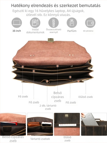 MASIWEI Crazy Horse Leather Üzleti Elite Laptop Táska (Valódi bőr; Crazy Horse bőr; Stílus: Business Elite; Összecsukható; Tehercsökkentés)