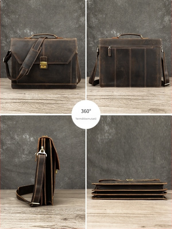 MASIWEI Crazy Horse Leather Üzleti Elite Laptop Táska (Valódi bőr; Crazy Horse bőr; Stílus: Business Elite; Összecsukható; Tehercsökkentés)