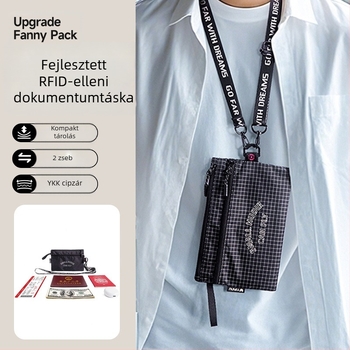 Nyakba akasztható útlevél tartó RFID védelemmel, anti-theft, multifunkcionális szervező útlevél és ID