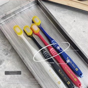 Japán stílusú felnőtt fogkefe, puha sörték, magas és alacsony sörték, széles fej, 12 darabos készlet