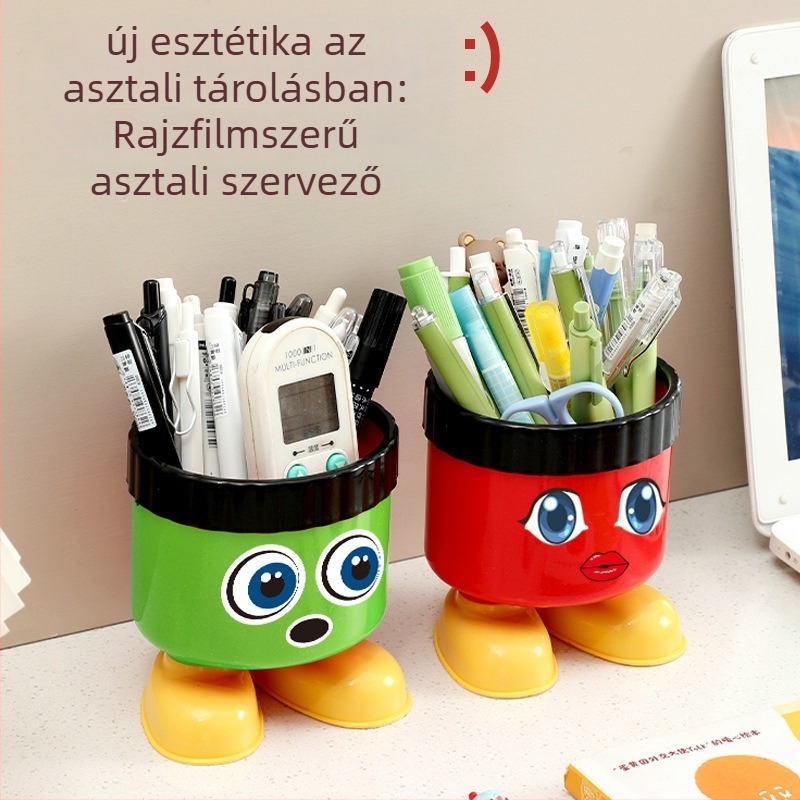 Kör alakú asztali rendező és tolltartó (műanyag • Forma: Kör • Cartoon Storage Bucket • Logó nyomtatás: Igen • Kereskedelmi export: Igen)