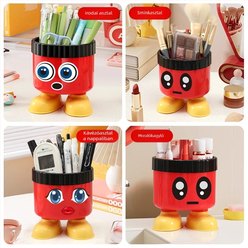 Kör alakú asztali rendező és tolltartó (műanyag • Forma: Kör • Cartoon Storage Bucket • Logó nyomtatás: Igen • Kereskedelmi export: Igen)