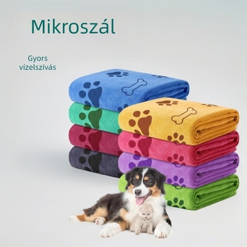 Qiyasi ultra finom rostból készült kutyatörölköző nyomtatott logóval, nedvszívó tisztító törölköző