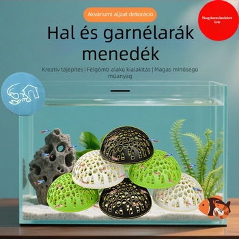 Műanyagból készült üreges félgömb akváriumi rejtekhely halak és garnélák számára – biztonságos rejtőzés, szaporodás, dekoráció