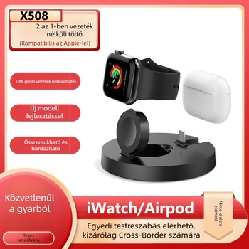 Három az egyben vezeték nélküli töltő asztali állvánnyal, 15W kimenet, QC3.0, 5V/3A