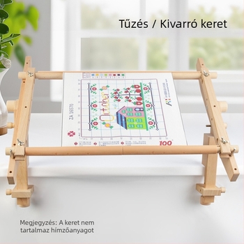 Természetes fából készült hordozható hímző állvány leválasztható kerettel a keresztszemes hímzéshez, kód 346, egyéb faipari termékek, modern minimál stílus