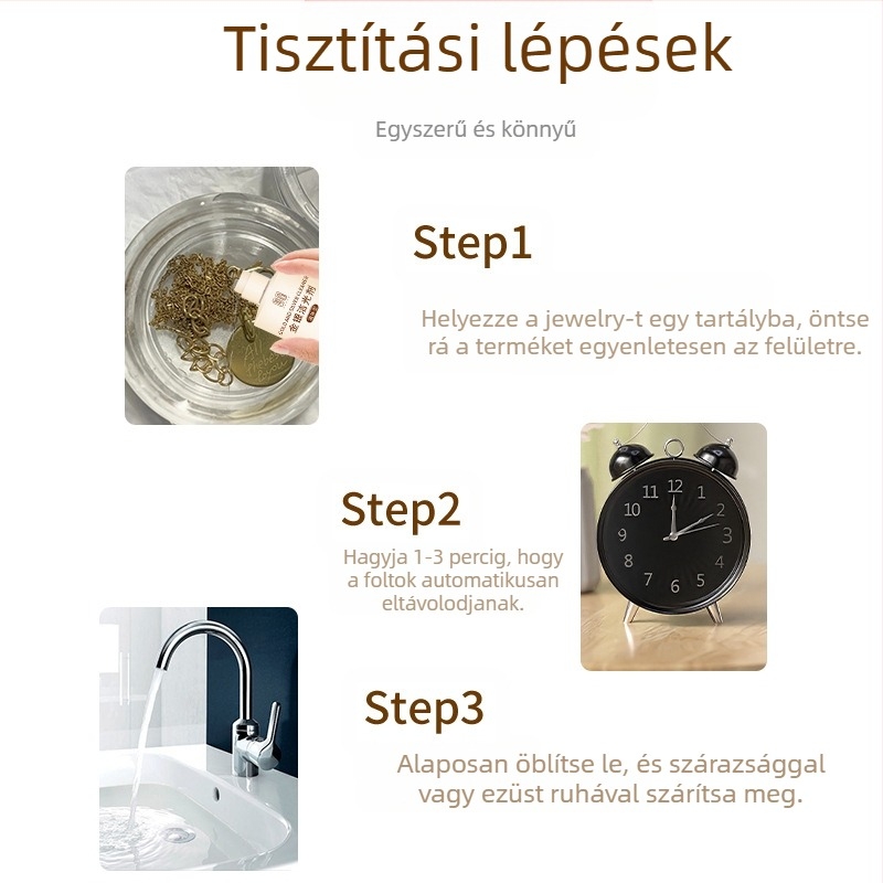 Ezüst ékszerek tisztító oldat, oxidáció eltávolítása, kód 4201