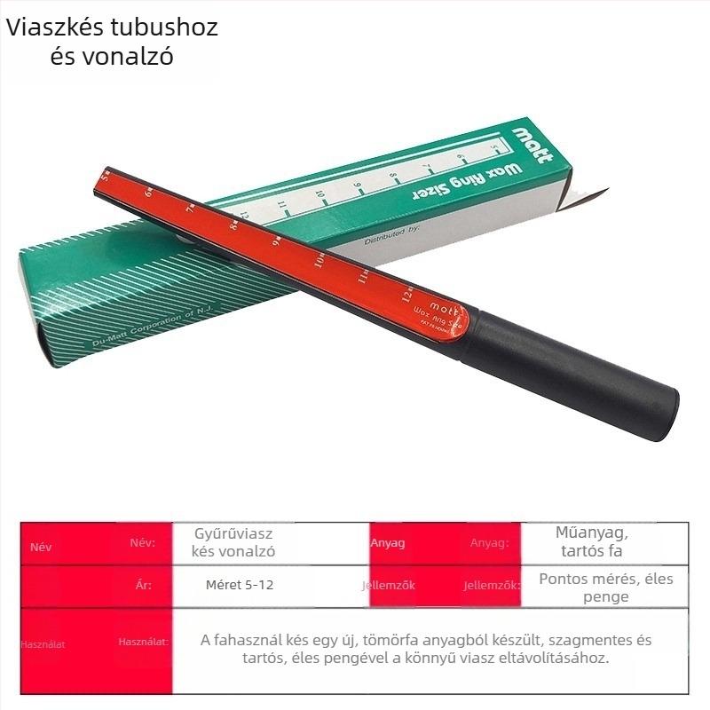 Ékszer viasz készlet: viaszkés, gyűrűméret, belső gyűrű tágító, viaszcső és méretmérő eszköz