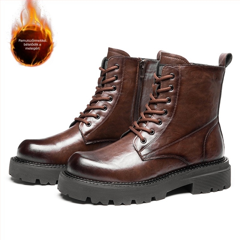Férfi Martin bakancsok magas szárú, mikroszálas bőr felsőrésszel, gumitalppal, vízálló és meleg