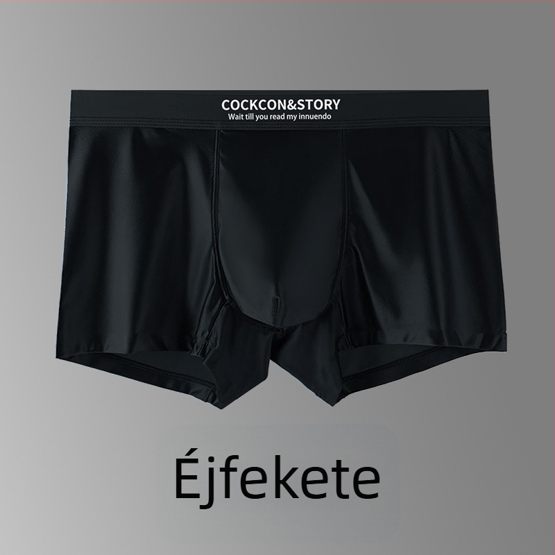 Sima varrás nélküli férfi boxer brief nylonból, kötött, 80–90% viszkóz bélés a keresztcsontnál, középső derék