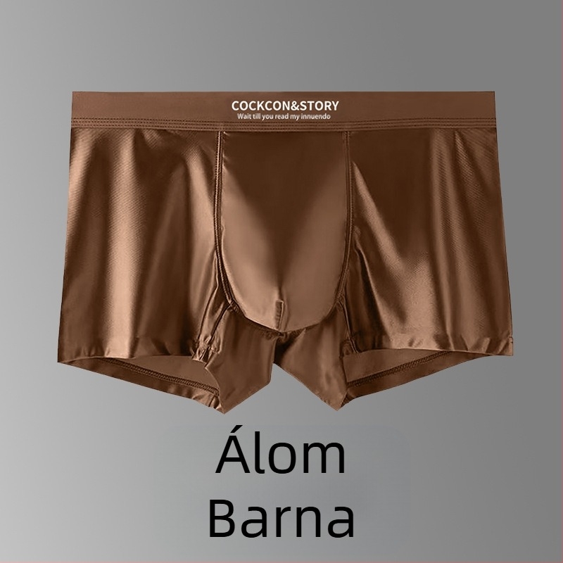 Sima varrás nélküli férfi boxer brief nylonból, kötött, 80–90% viszkóz bélés a keresztcsontnál, középső derék