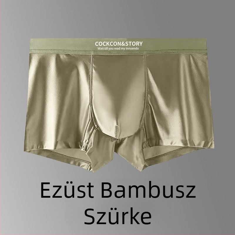 Sima varrás nélküli férfi boxer brief nylonból, kötött, 80–90% viszkóz bélés a keresztcsontnál, középső derék