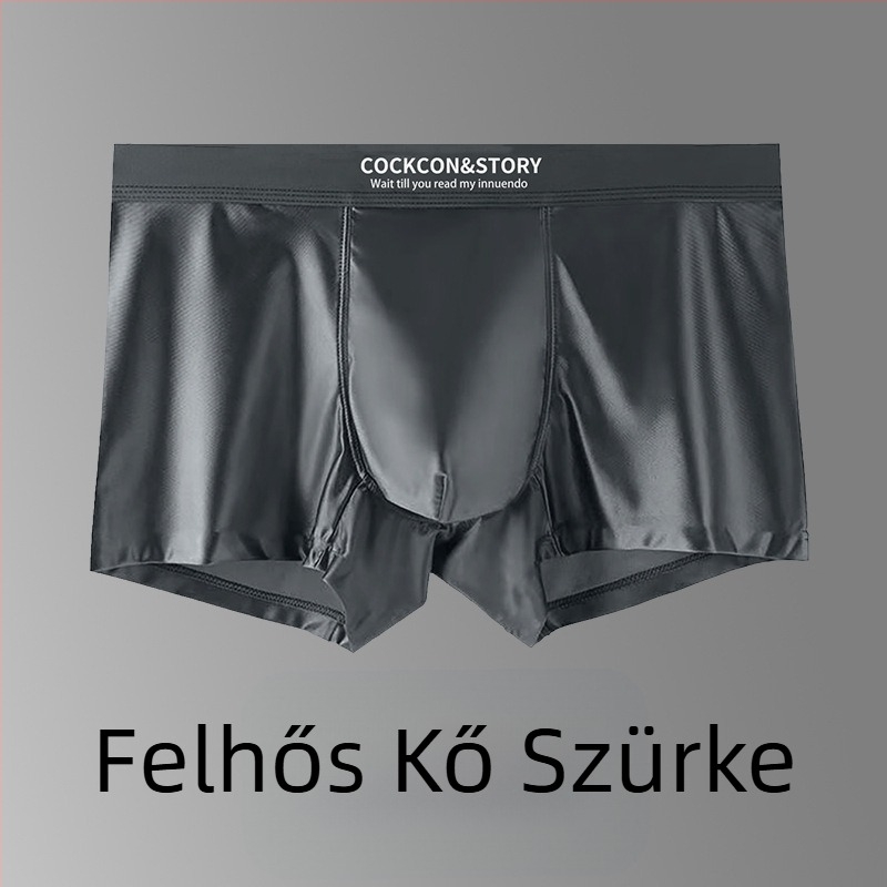 Sima varrás nélküli férfi boxer brief nylonból, kötött, 80–90% viszkóz bélés a keresztcsontnál, középső derék