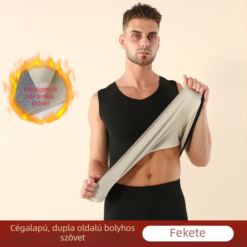 Uniszex ujjatlan alapréteg mellény V-nyakkal, 100% poliészter, meleg, egy rétegű