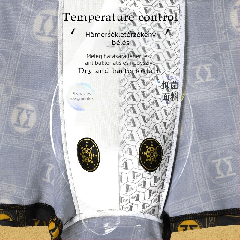 Férfi boxeralsó, lélegző, gyorsan száradó, antibakteriális, geometriai mintázatú, poliészter 90–95%, középmagas derekú, 3 darabos készlet