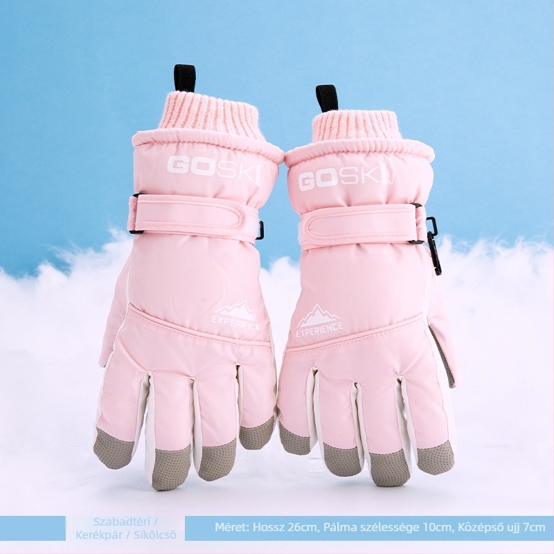 Sí kesztyűk férfiaknak, nőknek és gyerekeknek – fleece bélés, vastagabb, poliészter, Termék kód 54741