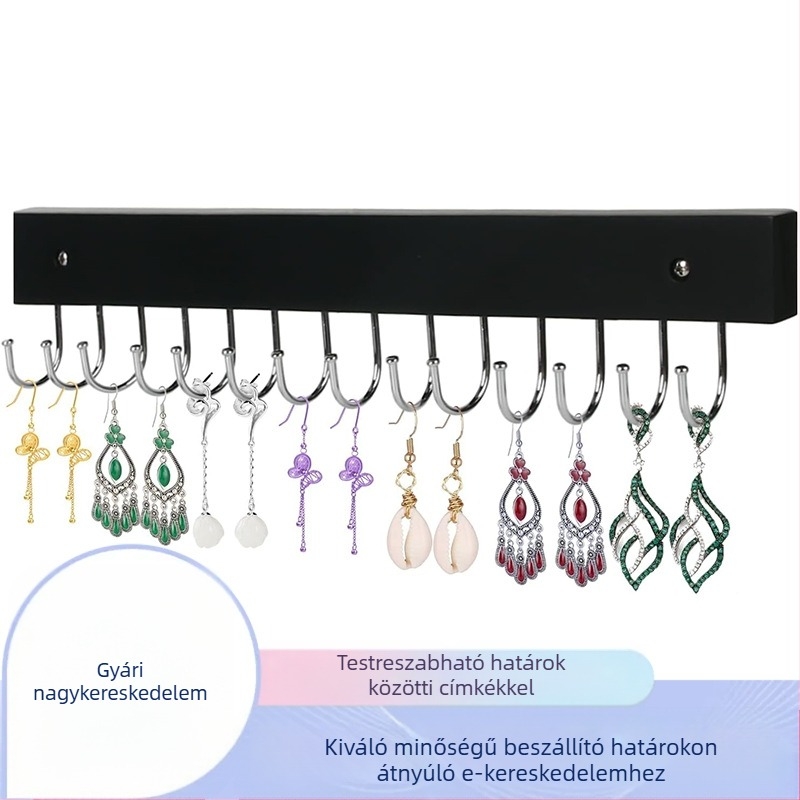 Falikampó 14 akasztóval, fa, modern minimál stílus, teherbírás 3-5 kg