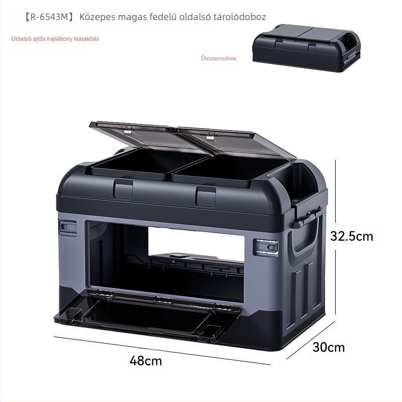 Csomagtartó tároló doboz – összecsukható, oldalsó nyílású, bőr, univerzális illeszkedés
