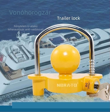 U-alakú pótkocsi zár — NBRATO, alumíniumötvözet és vas, 830 g, lapos nyílású záróhenger, festett felület, testreszabható gyártás