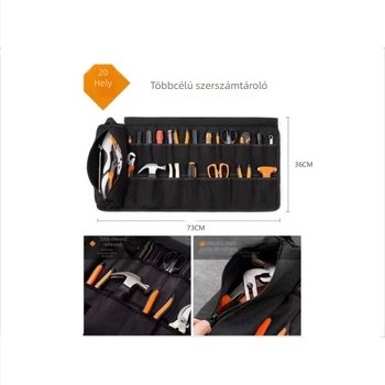 Szerszámok tároló táska, hordozható roló stílusú, szállításra és kültéri használatra, termékkód 6.17, ideális villanyszerelőnek és szerszámkészlethez
