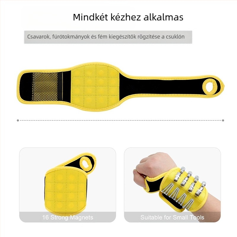Velcro-övvel ellátott mágneses csuklópánt – eszköz csavarok, szegek és fúrófejek felvételére; nylonból készült, nylon/poliészter keverék, ipari felhasználás, Neutral márka