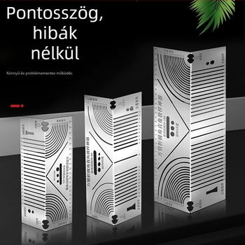 Rozsdamentes acélból készült összecsukható ív- és derékszög jelölő vonalzó, többfunkciós jelölő eszköz négyzetes csövekhez
