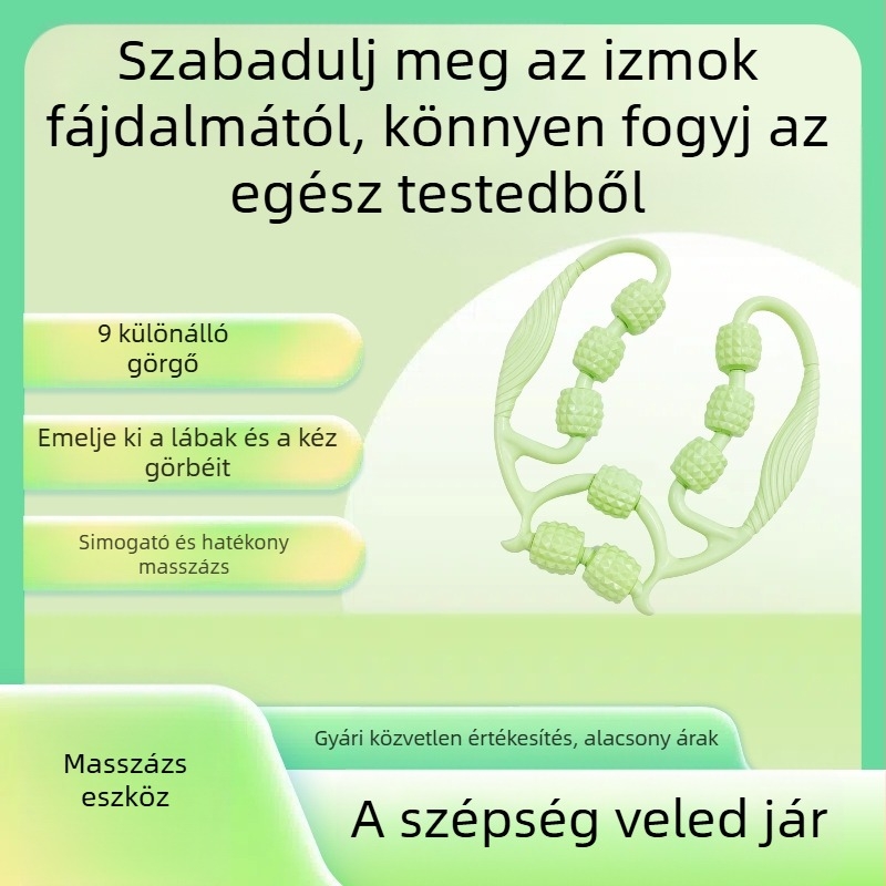 Kézi masszírozó lábakra – kilenckerekű gyűrűs kialakítás, izmok ellazítására, beltéri edzéshez