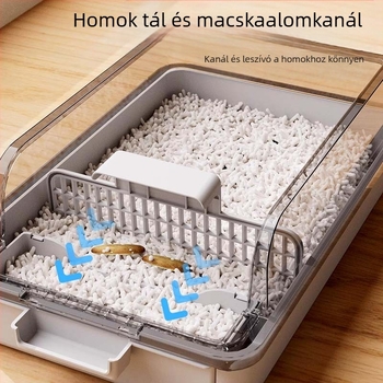 Macskaalomtálca – fröccsenés elleni, félig zárt kialakítás, szagtalanító PVC anyag, termékkód F99T96TJ66MS57