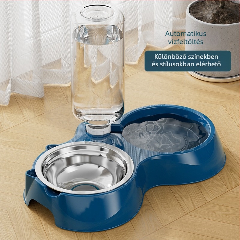 Automata macska etető és víztál rozsdamentes acélból, modell 00089613, márka Qiang Hong