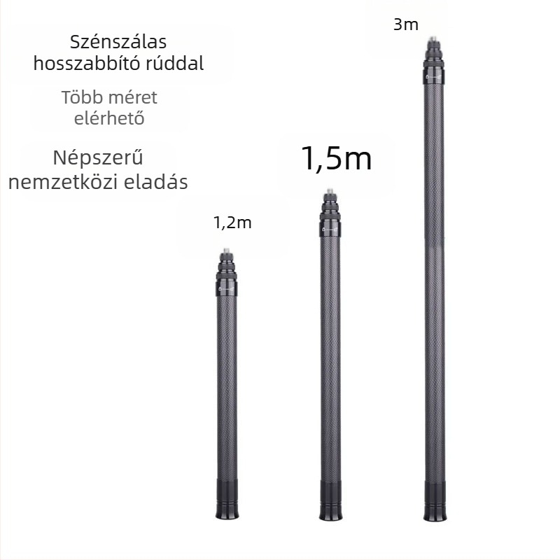 Karbon szálas kiegészítő selfie pálca Insta360 X4/X5-höz, kompatibilis DJI Action4/5Pro és GoPro 11/10, Ruby HB-300T