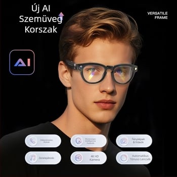 Okos szemüveg 8 MP kamera, 4 GB belső memória, valós idejű AI fordítás, fejre helyezhető viselés, kompatibil Android és iOS
