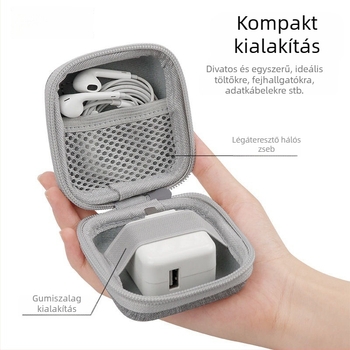 Személyre szabott négyszögletes EVA digitális tároló táska kábelekhez, fülhallgatókhoz és töltőkhöz (Anyag: EVA + hópelyhes szövet; Feldolgozás: meleg rotációs nyomás; Teherbírás: 2 kg; Modell: 8×8×4; Használat: kis digitális tárolás)