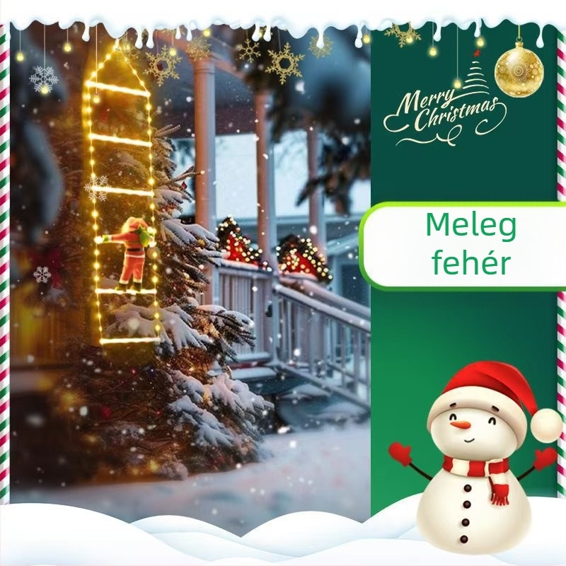 Karácsonyi LED létra világítás kültéri dekorációhoz, 300 LED, IP55, bemeneti feszültség ≤36V, színhőmérséklet 300K, élettartam 10 év