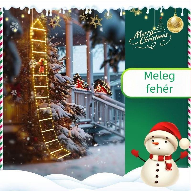 Karácsonyi LED létra világítás kültéri dekorációhoz, 300 LED, IP55, bemeneti feszültség ≤36V, színhőmérséklet 300K, élettartam 10 év