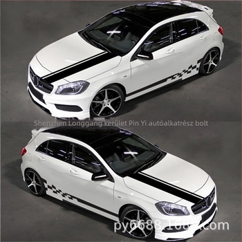 X-240 kockás autó karosszéria matrica - 5 darabos készlet, erős tapadás