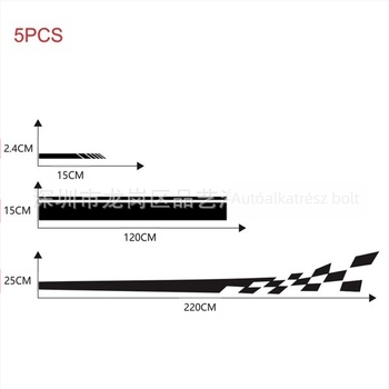 X-240 kockás autó karosszéria matrica - 5 darabos készlet, erős tapadás