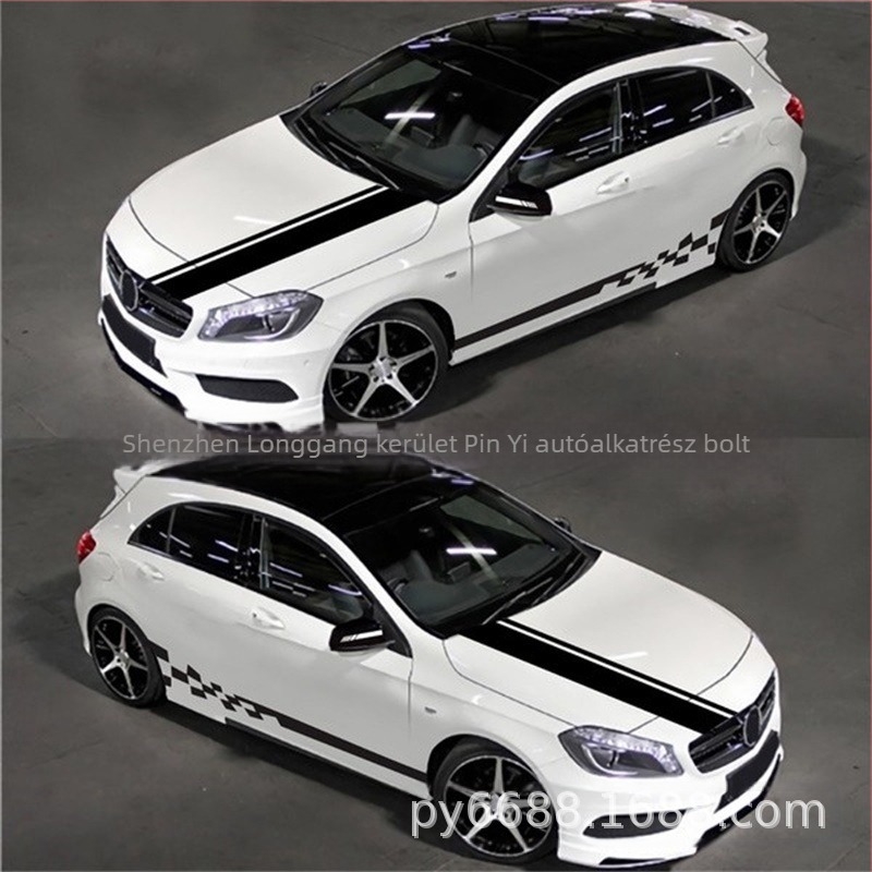 X-240 kockás autó karosszéria matrica - 5 darabos készlet, erős tapadás