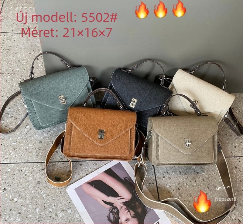 Valódi bőr messenger táska, utcai stílus, envelope táska, záródás fedéllel, horizontálisan négyszögletes alak