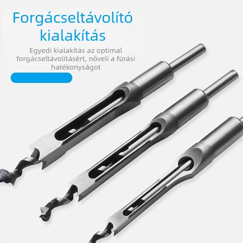 Faipari fúró négyszögletes lyukakhoz – mortise négyszögletes kapcsolatokhoz, négyszögletes nyílás, magvú hegye