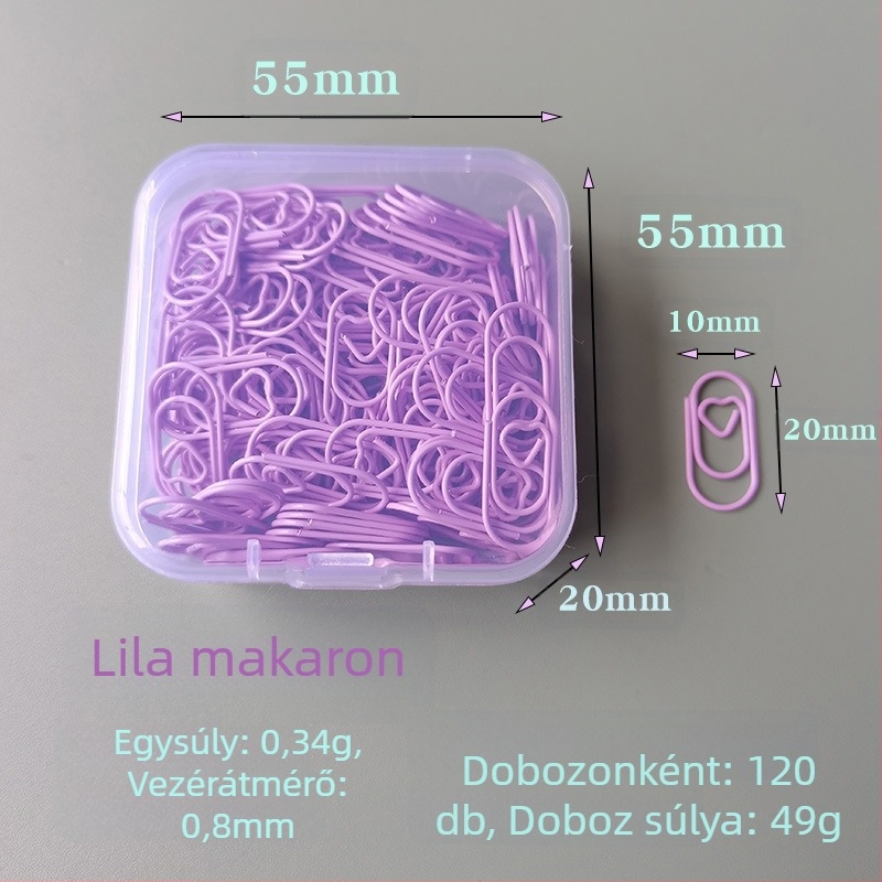 Mini szív alakú, fém papírklipsz, dobozos csomagolás, modell Mini Love Paper Clip