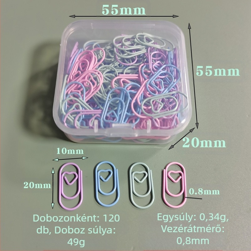 Mini szív alakú, fém papírklipsz, dobozos csomagolás, modell Mini Love Paper Clip