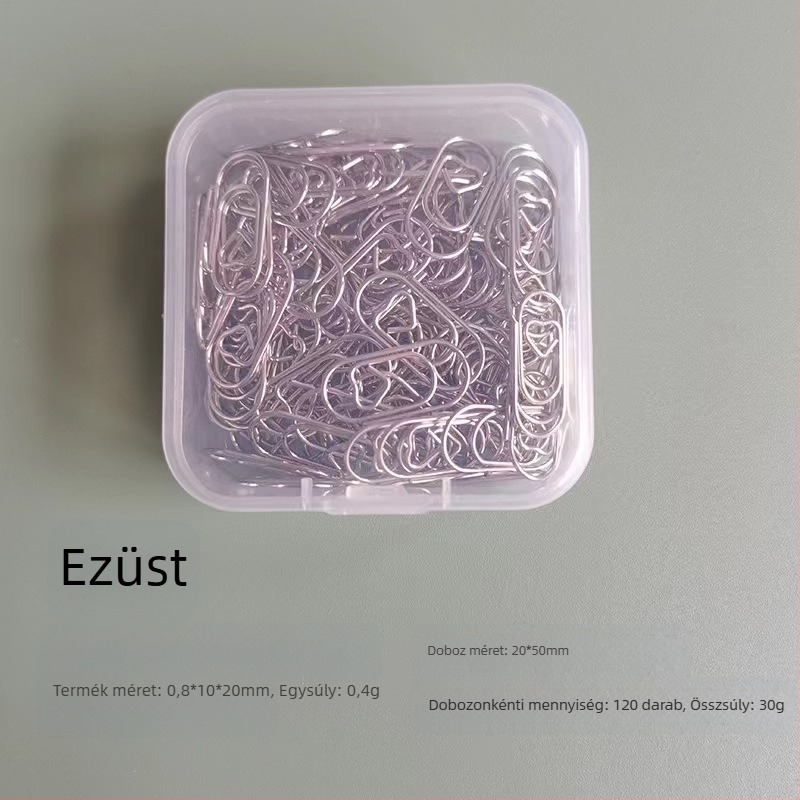Mini szív alakú, fém papírklipsz, dobozos csomagolás, modell Mini Love Paper Clip